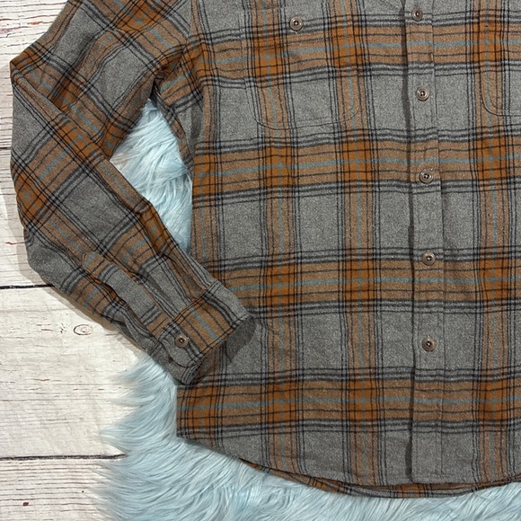J. Crew Gray Orange Midweight flannel button front workshirt - Picture 5 of 9
